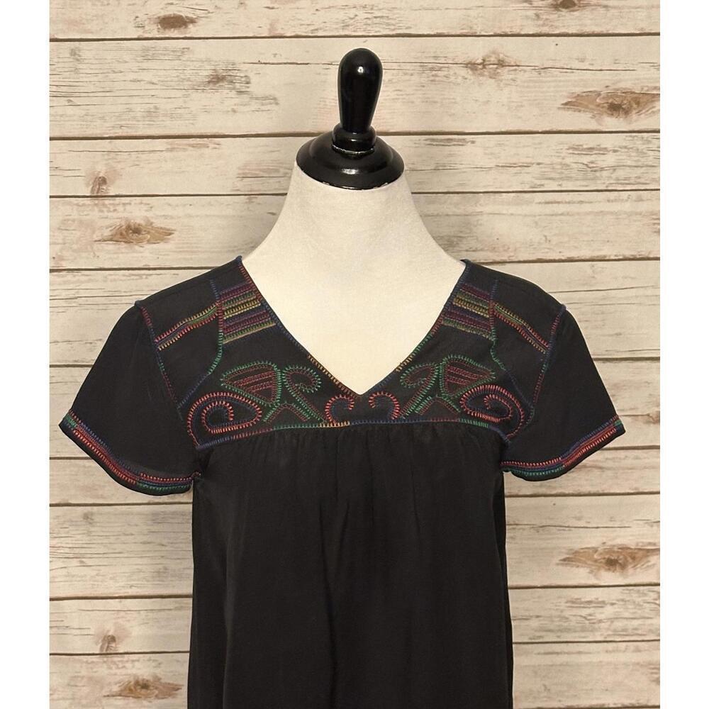 Madewell black/multicolored boho chic embroidered silk sundress Size XS - Picture 2 of 6